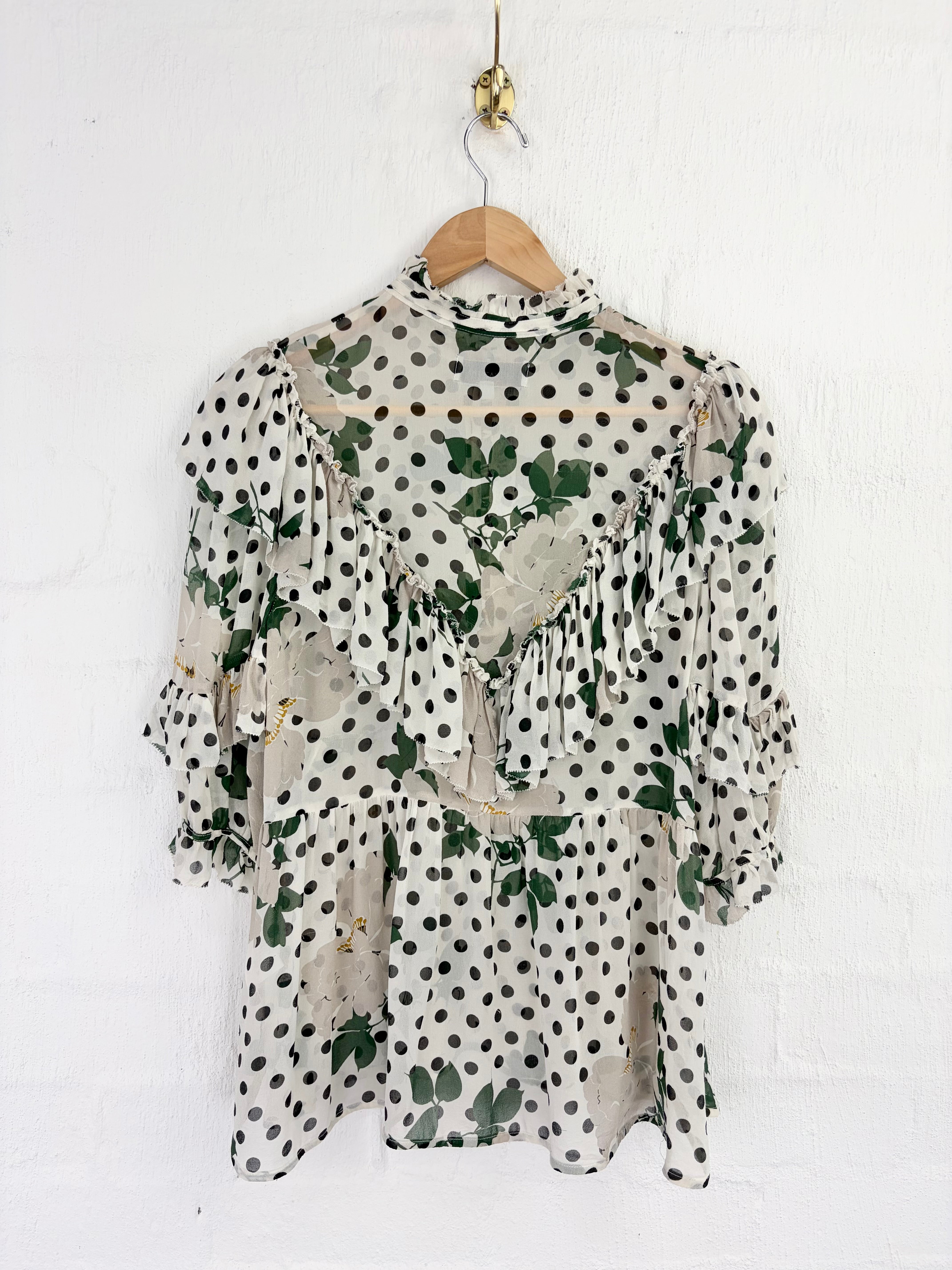 Lee Mathews Floral Polka Dot Peasant Top - AU6