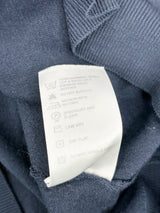 John Smedley Navy Blue V-Neck Merino Wool Sweater - S