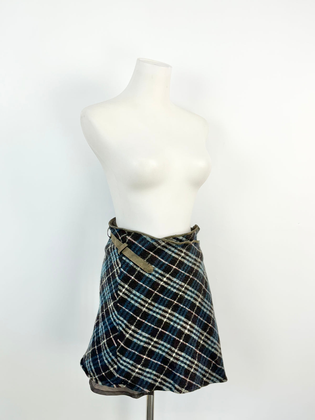 Burberry London 'Blue Label' Blue & Grey Tartan Mini Skirt - AU8