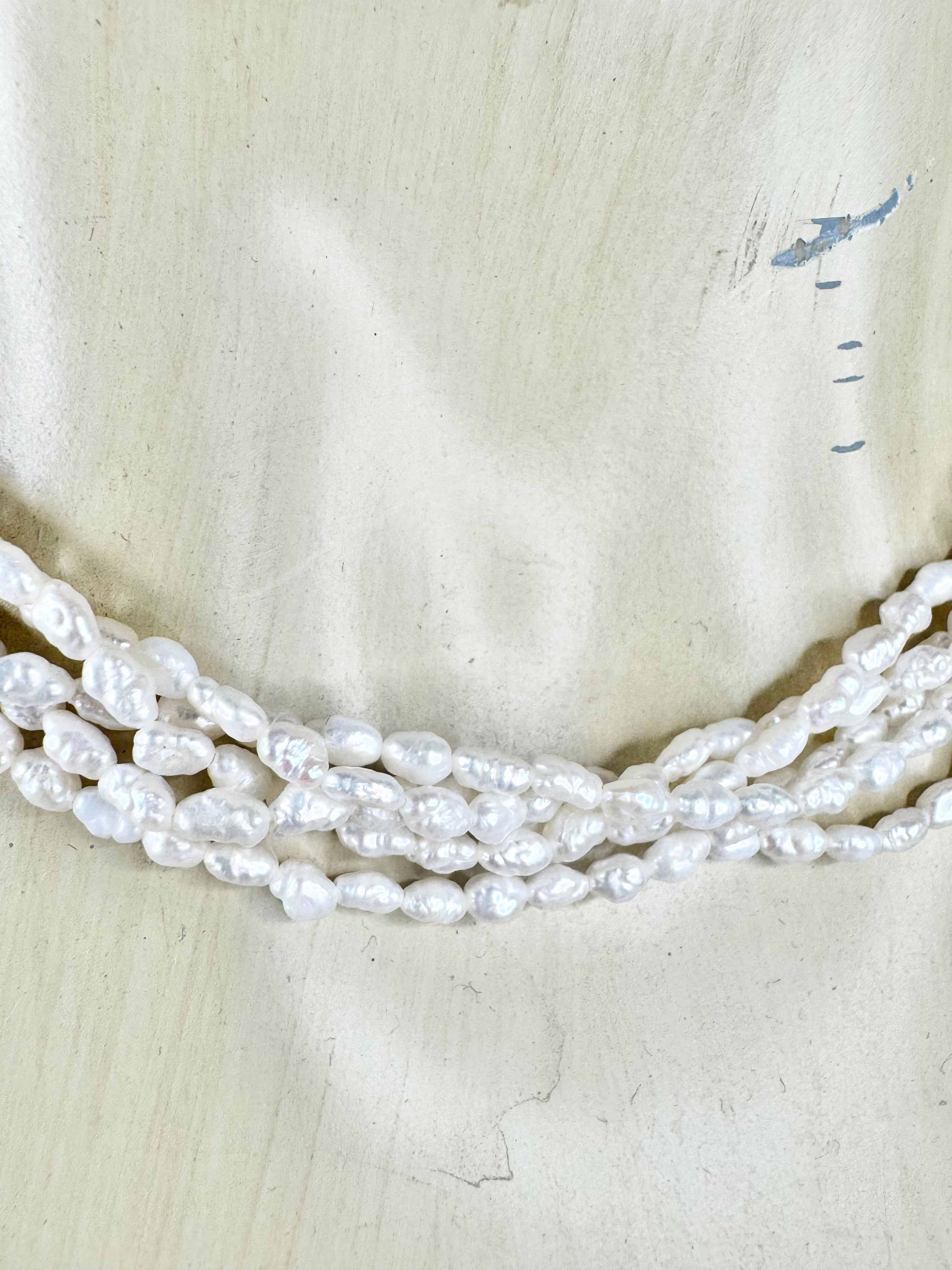 Vintage 5 Strand Freshwater Seed Pearl Necklace