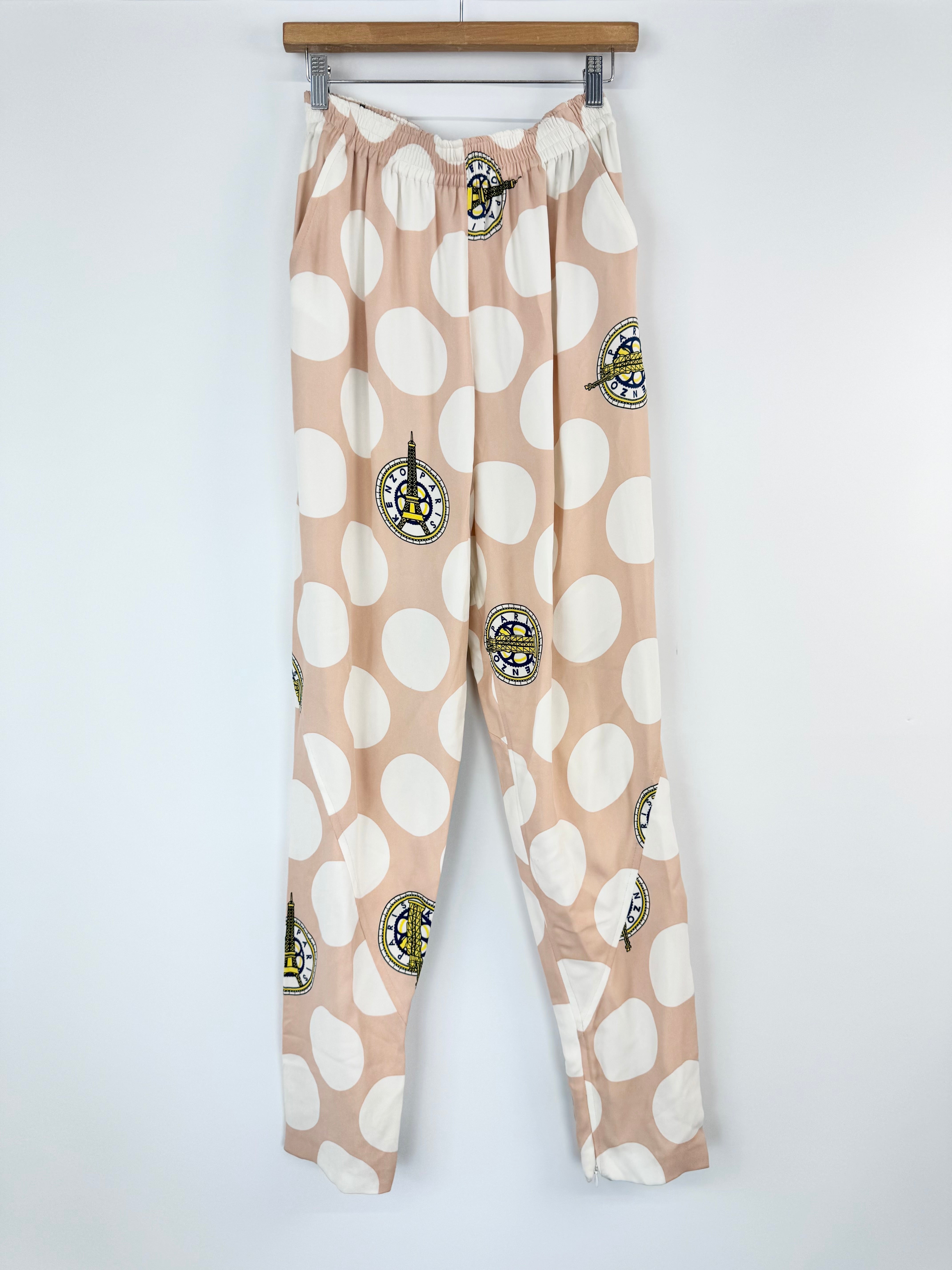 Kenzo Pale Peach & White Dot Slacks - AU10