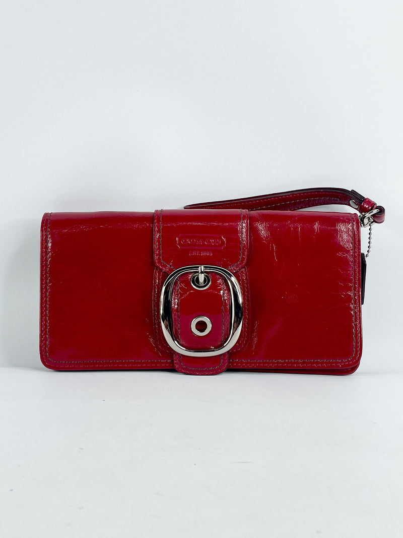 Coach Crimson Red Patent Leather Wristlet