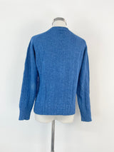 Drake's Blue Ribbed Knit Linen & Merino Blend Sweater - AU8