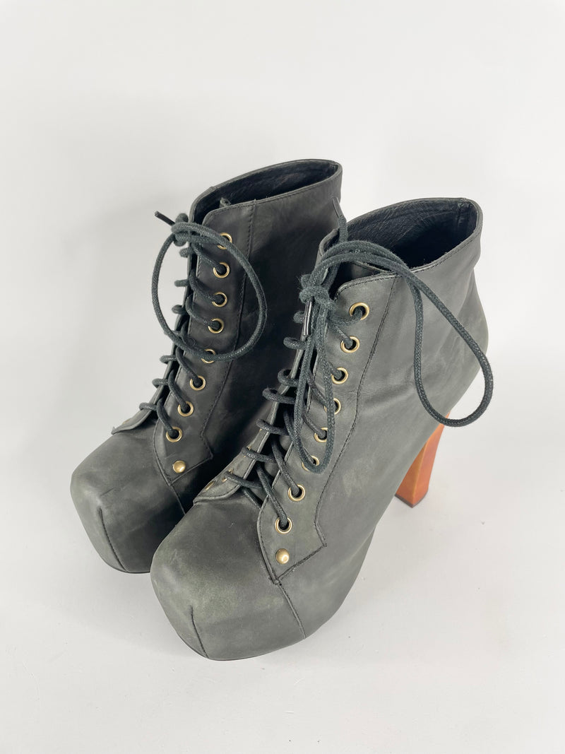 Jeffrey Campbell Havana Last Lita Black Leather Platforms - EU37