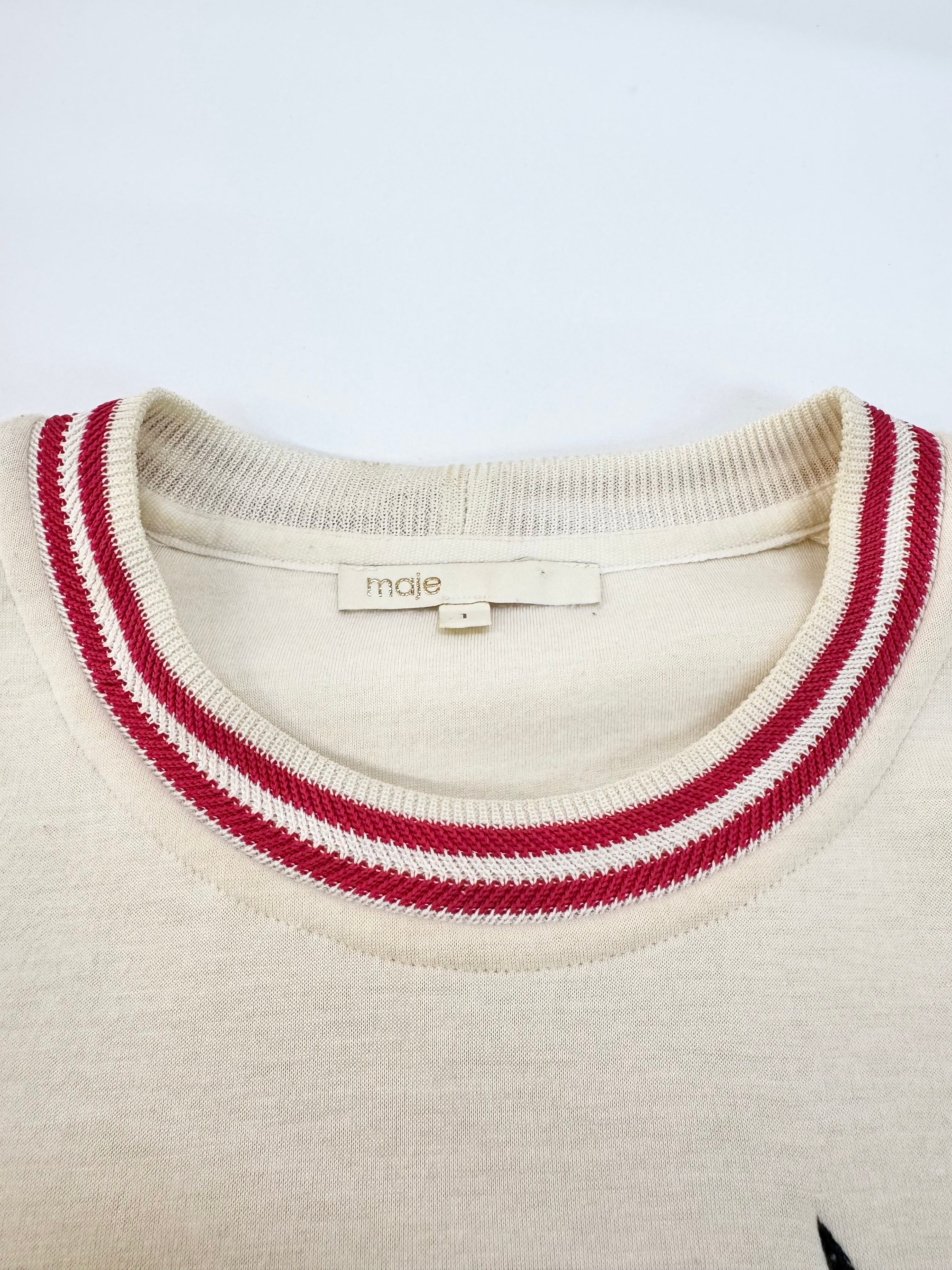 Maje Cream 'Butterfly 7' Embroidered Sweater - AU8/10