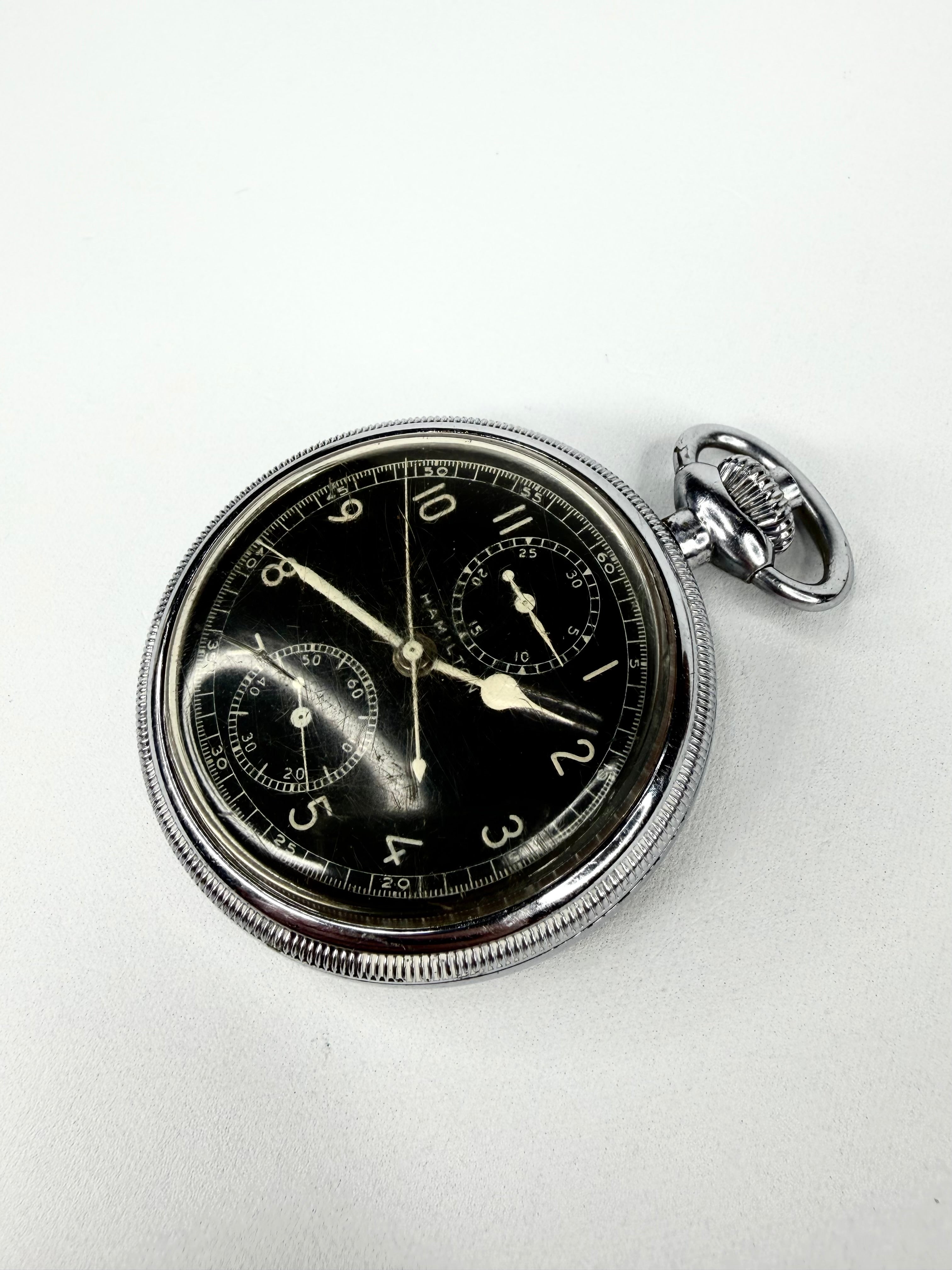 Vintage Hamilton Model 23 Military Chronograph Pocket Watch