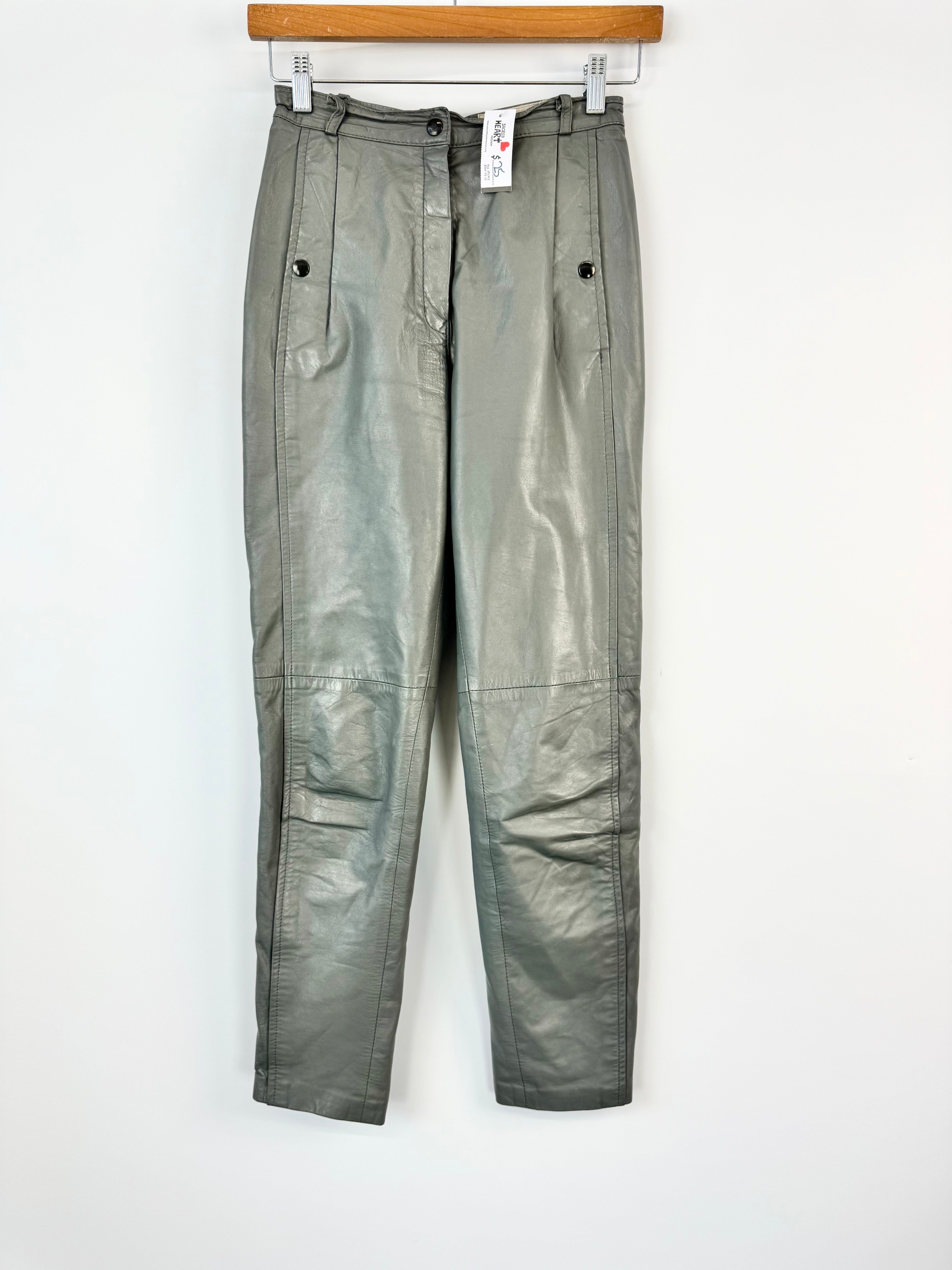 Stephen Dattner Grey Leather Pants - AU10
