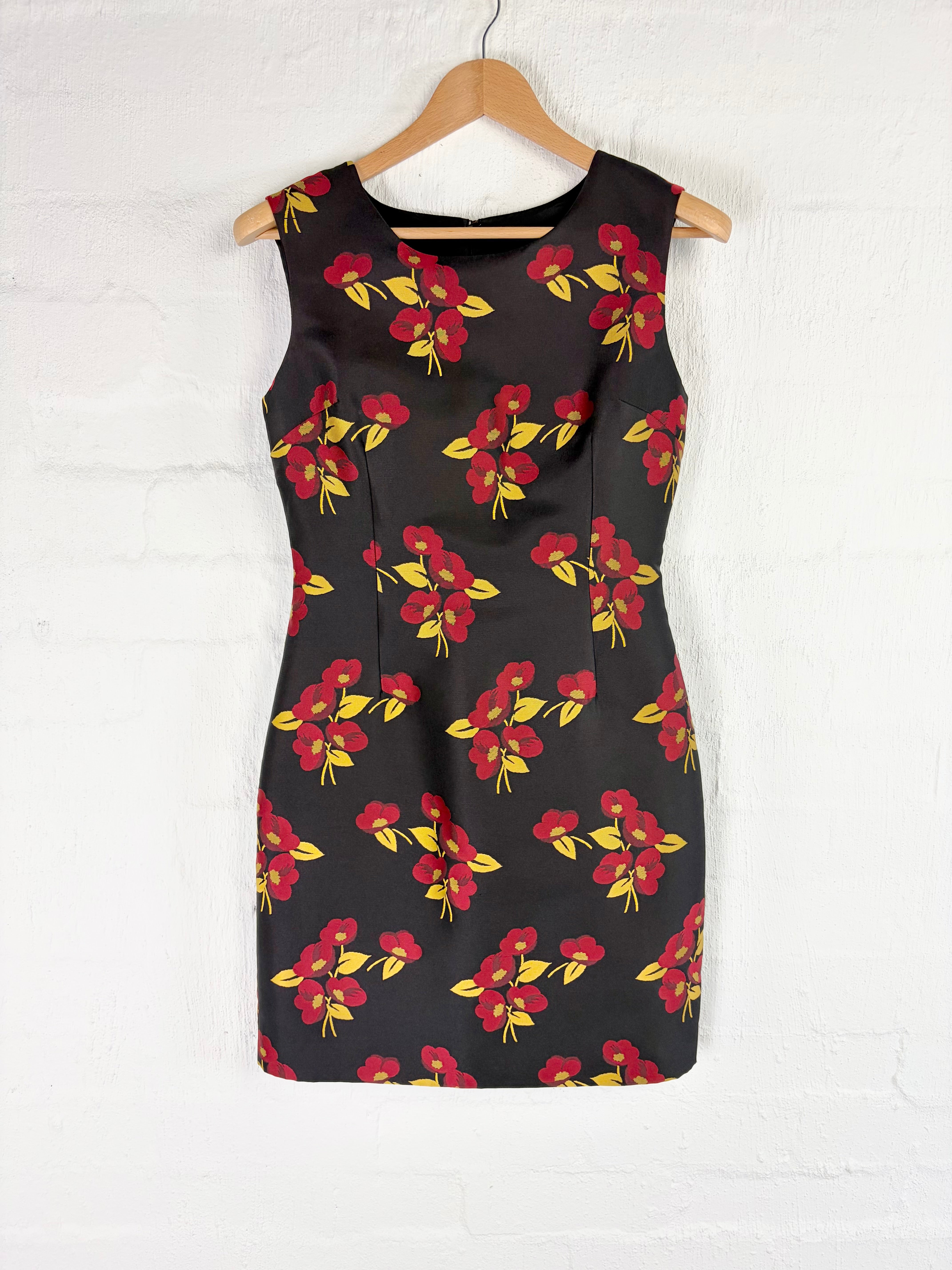 A Blonde Venus Black Floral Midi Shift Dress - AU12