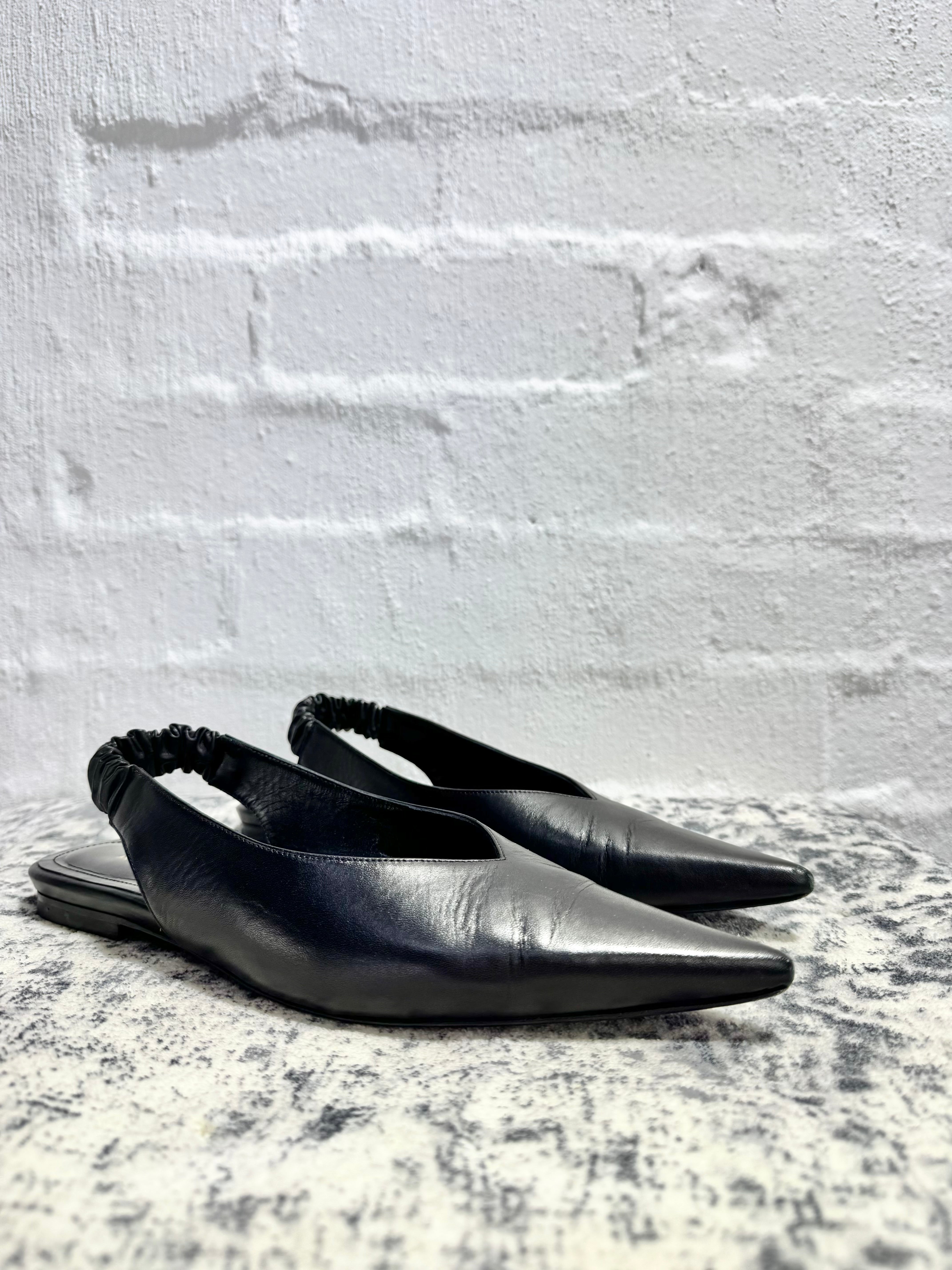 Anine Bing Black Pointed Toe Sling Backs - EU38