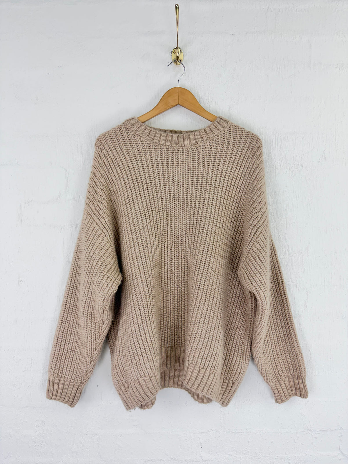 Anine Bing Vanilla Rib Knit Slouchy Alpaca Blend Sweater - AU10/12