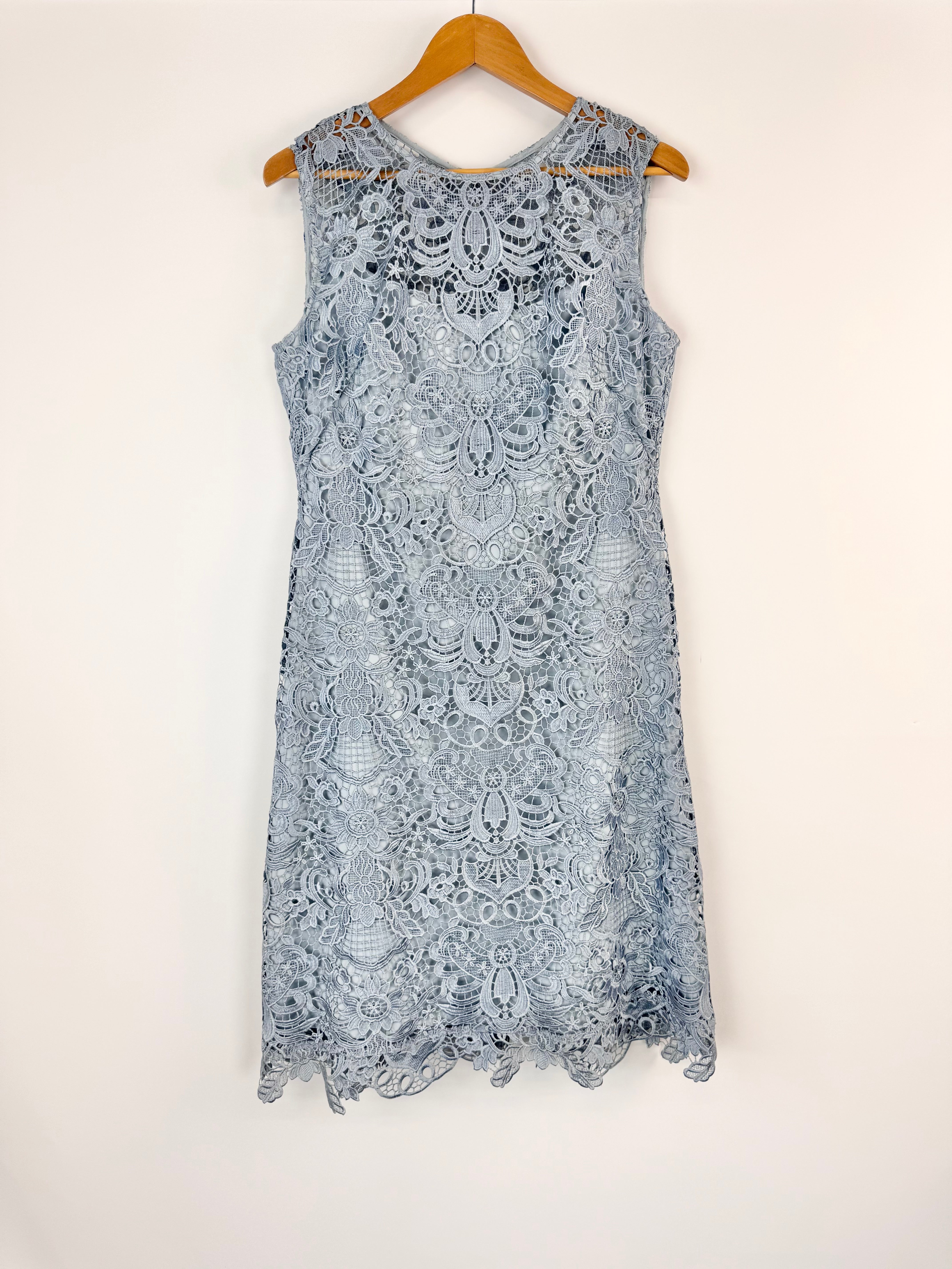 Anthea Crawford Powder Blue Lace Midi Dress NWT - AU14