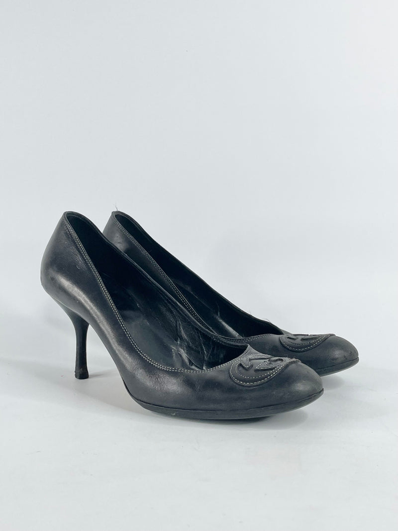 Gucci Black Leather 'GG' Pumps - EU38