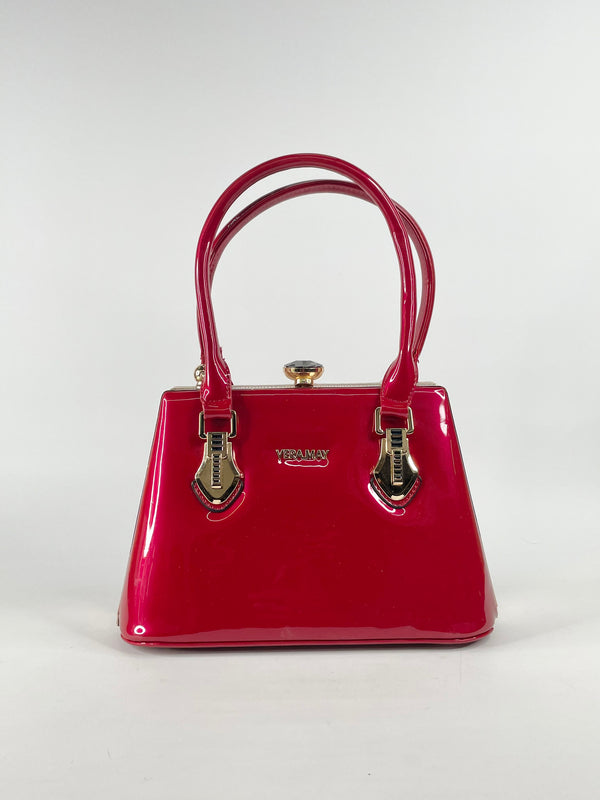 Vera May Scarlet Red Patent PU Handbag