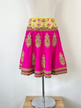 Manish Arora Magenta Bejeweled Silk Midi Skirt - L