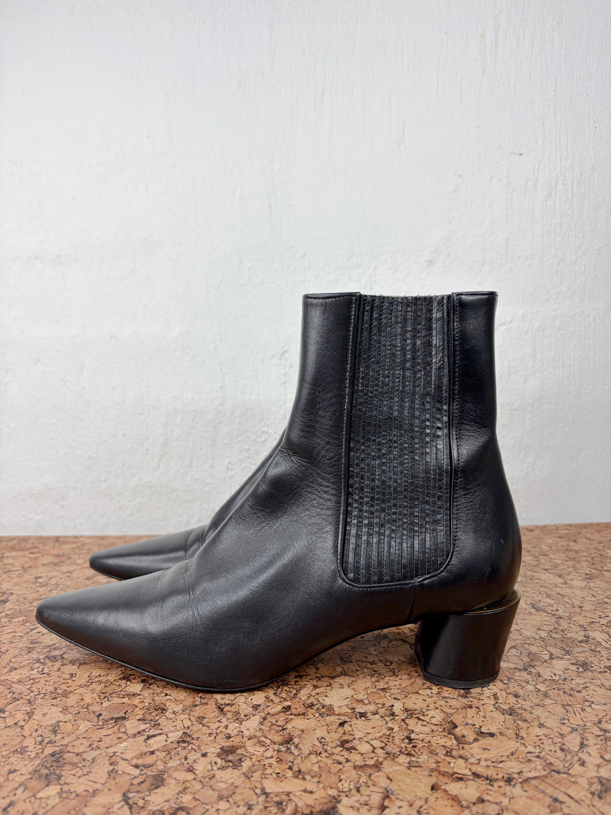 Jil Sander Navy Black Pointed Toe Boots - EU41