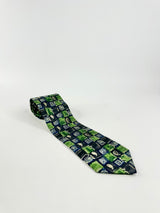 Vintage Pierre Cardin Green & Blue Pattern Tie