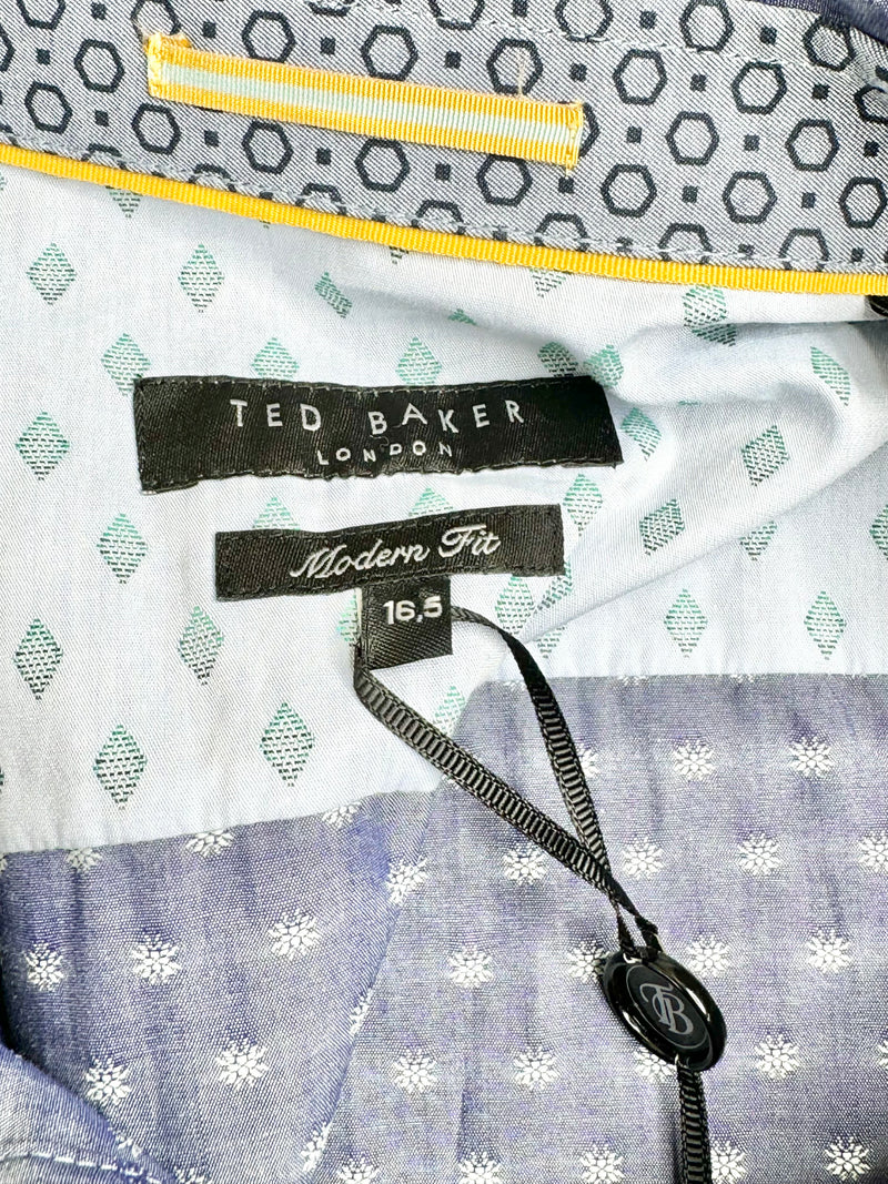 Ted Baker Blue Spot Jacquard Shirt NWT - 16.5