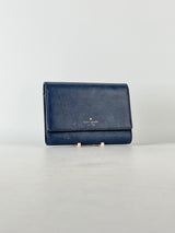 Kate Spade Navy Blue Leather Trifold Wallet