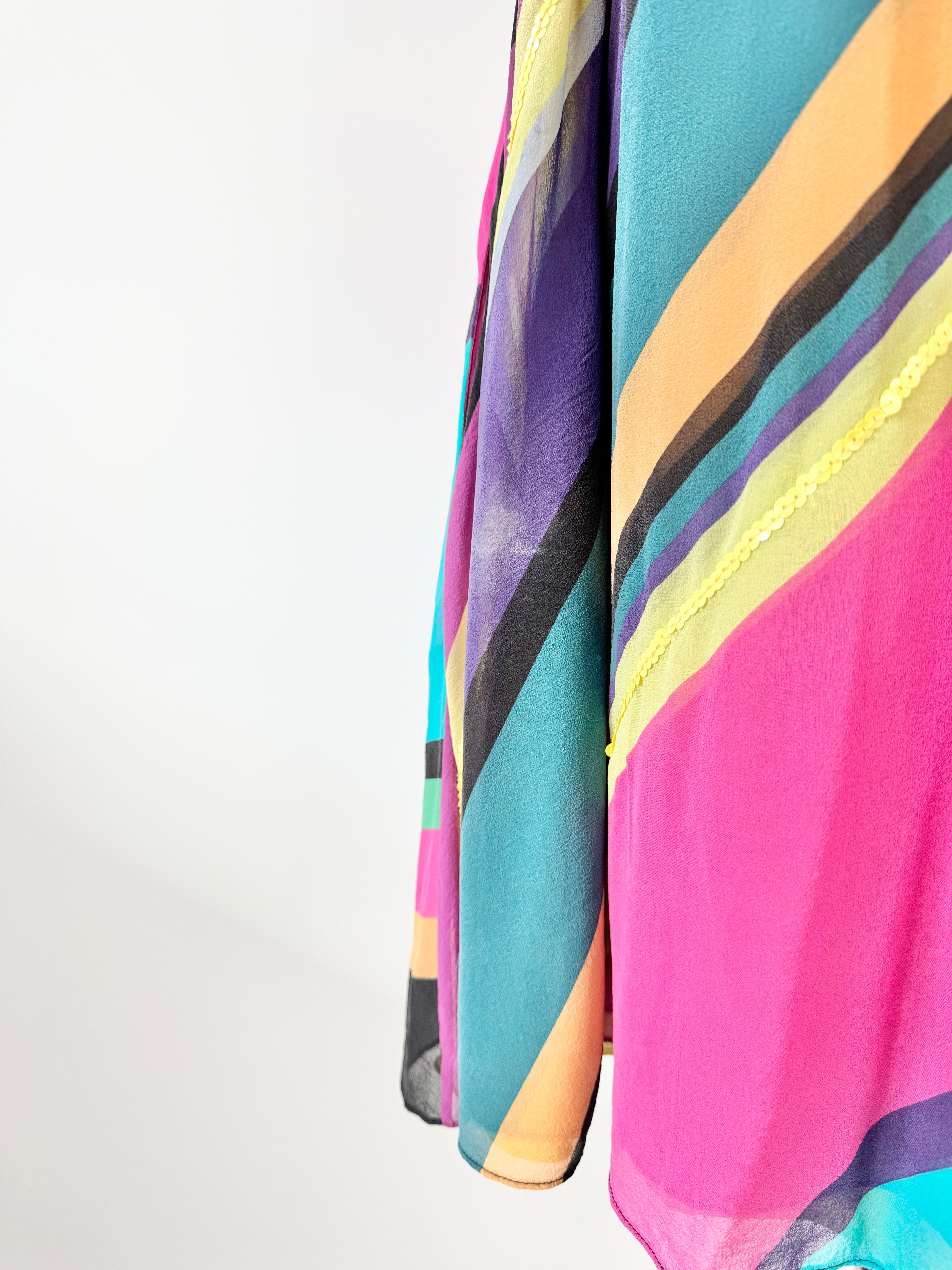 Y2K Catherine Malandrino Multicolour Silk Halter Neck Dress - AU8