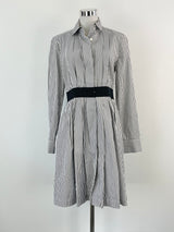 Maison Kitsune Grey & White Striped Shirt Dress - AU8