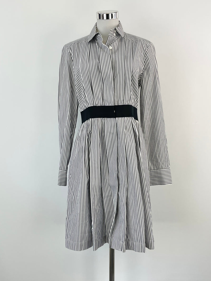 Maison Kitsune Grey & White Striped Shirt Dress - AU8