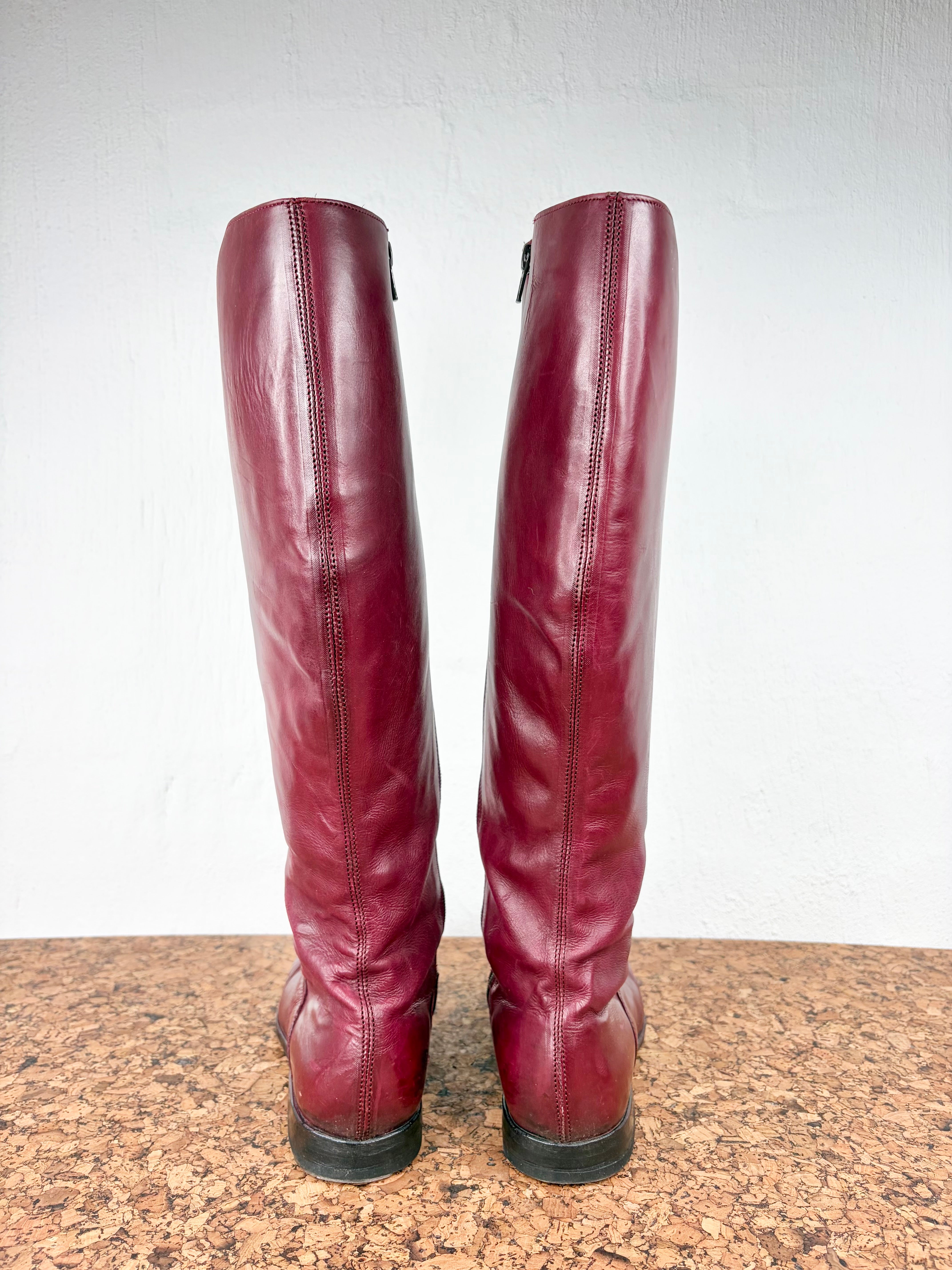 Wootten Burgundy Handcrafted Leather Boots - EU39