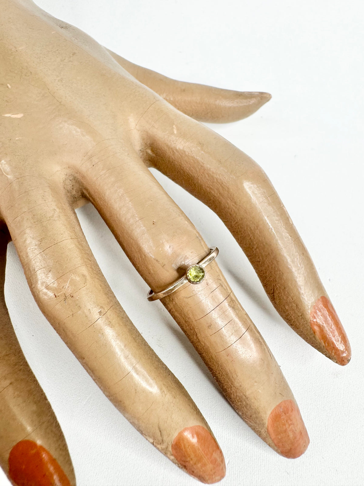 Silver & Peridot Green Ring