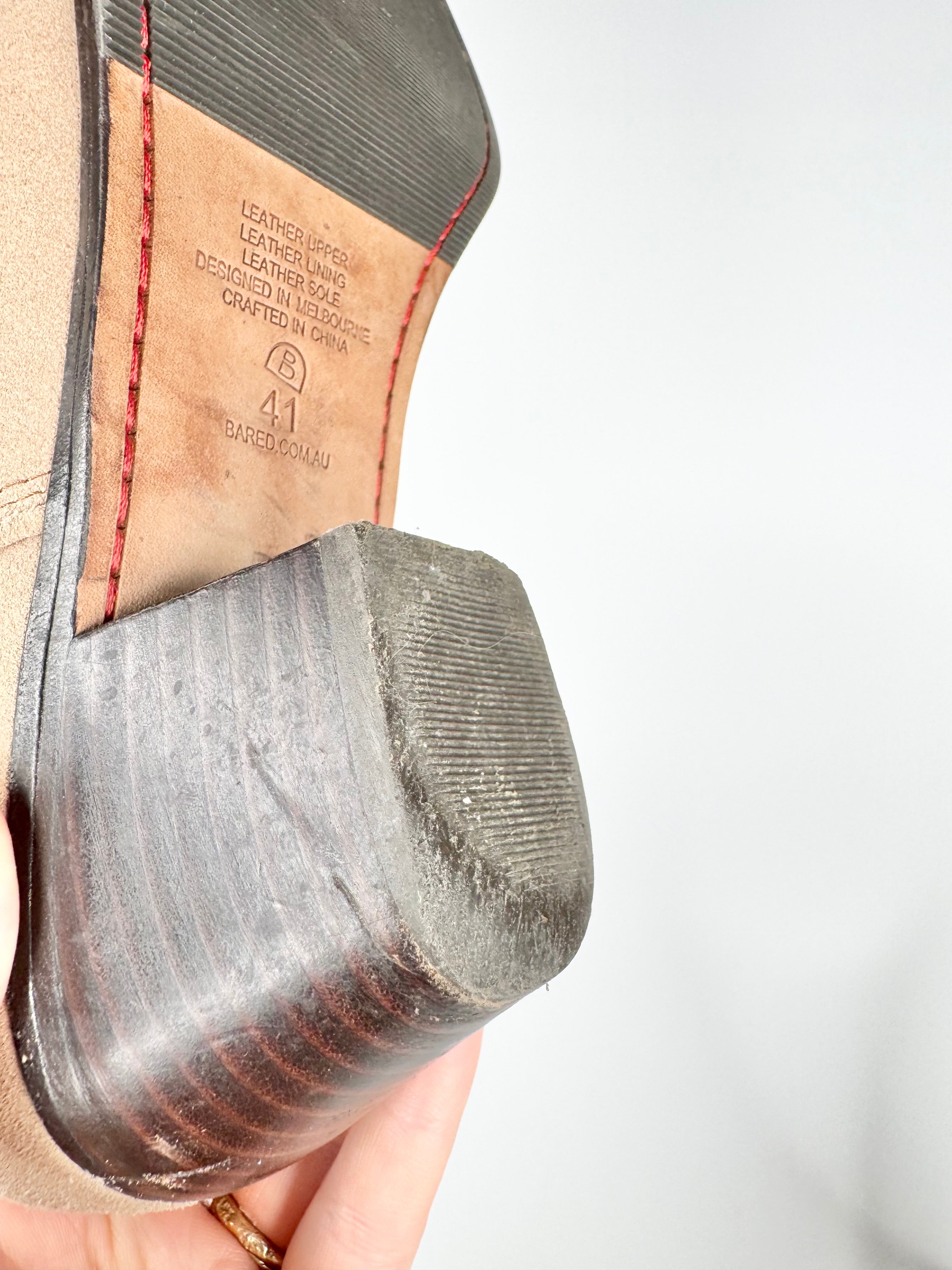 Bared Beige Suede Cowboy Boots - EU41