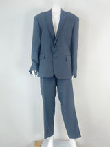 Van Heusen Black Label Navy Blue Micro-Circle Pattern Wool 2pc Suit - XL