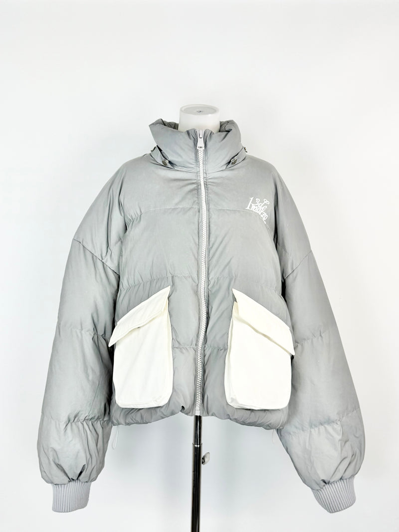 13DE MARZO Silver Reflective Puffer Jacket - AU10