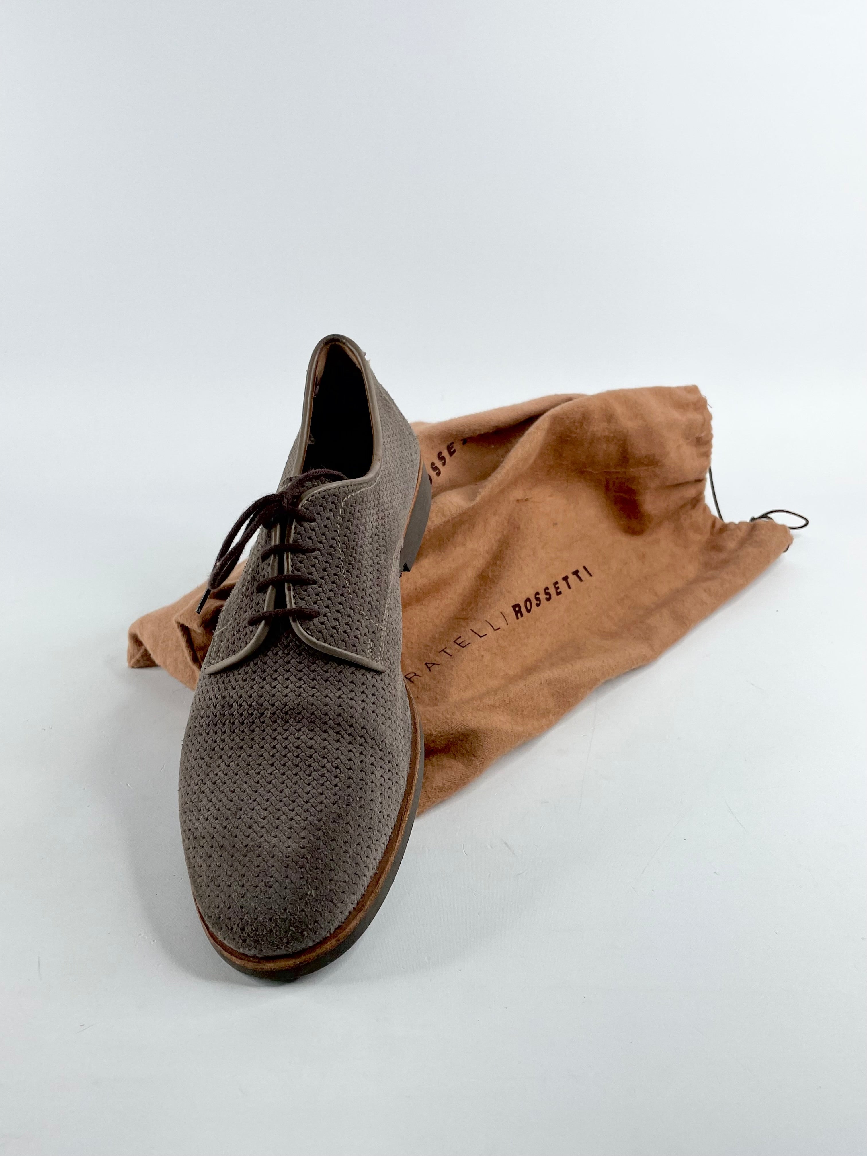 Fratelli Rossetti Taupe Woven Suede Lace Ups - EU39