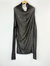 Alistair Trung Black & White Rib Cowl-Neck Tunic - AU8/10
