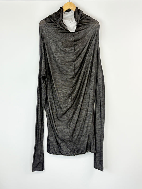 Alistair Trung Black & White Rib Cowl-Neck Tunic - AU8/10