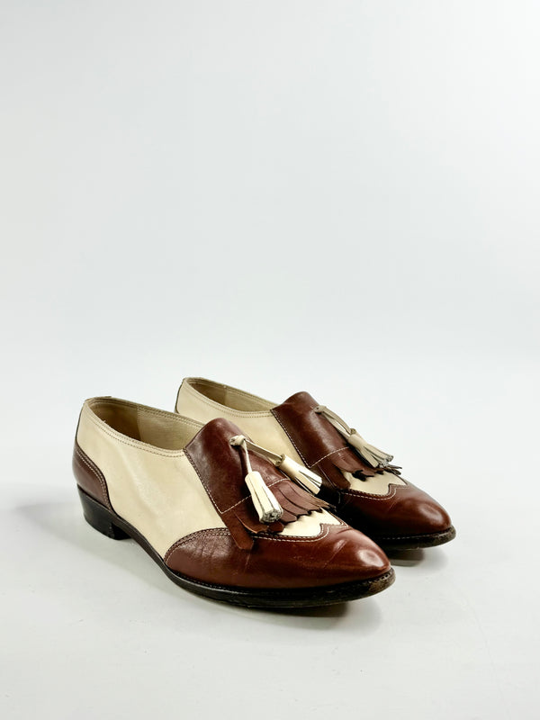 Vintage Prada Cream & Tan Loafers - EU38.5