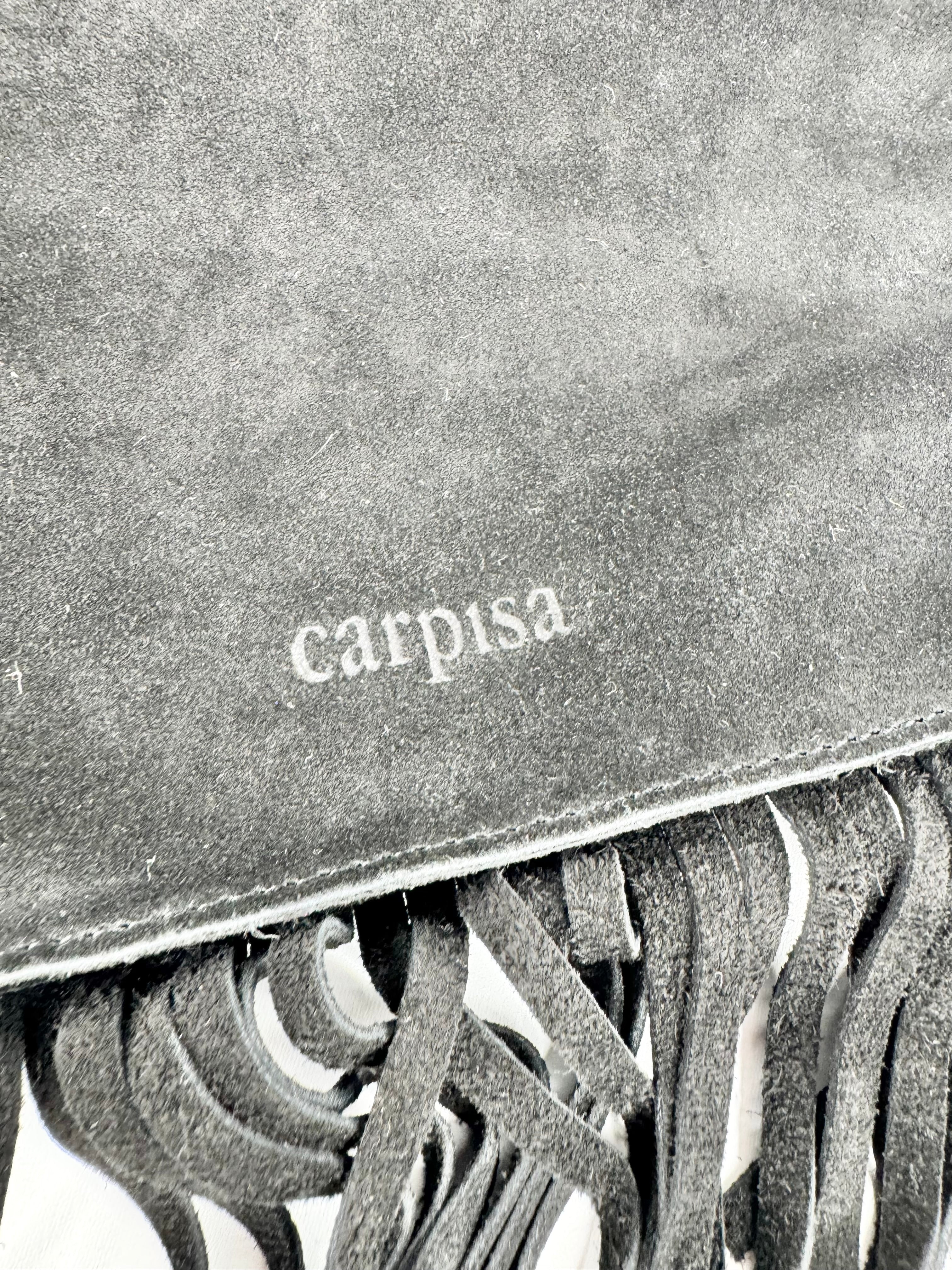Carpisa Black Suede Fringed Cross Body Pouch