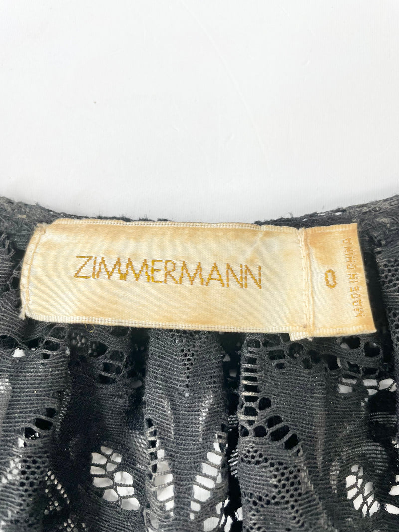 Zimmermann Black Embroidered Lace Top - AU6