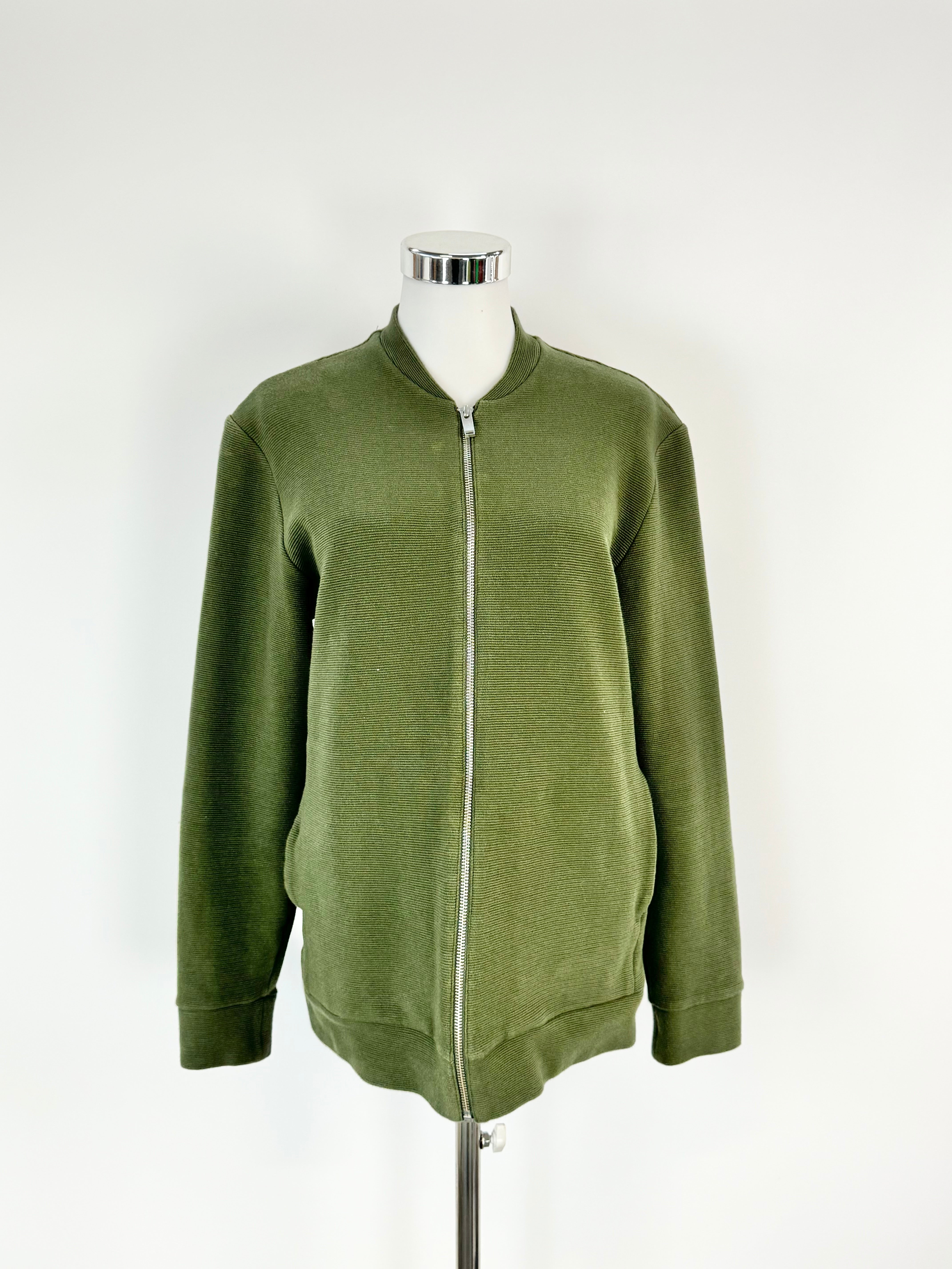 Cos Ribbed Green Zippered Fabric Jacket - AU12