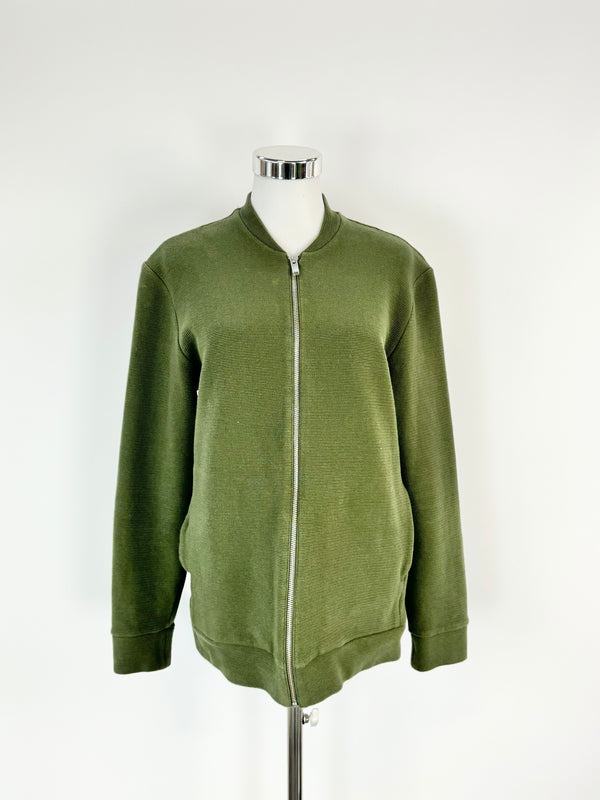 Cos Ribbed Green Zippered Fabric Jacket - AU12