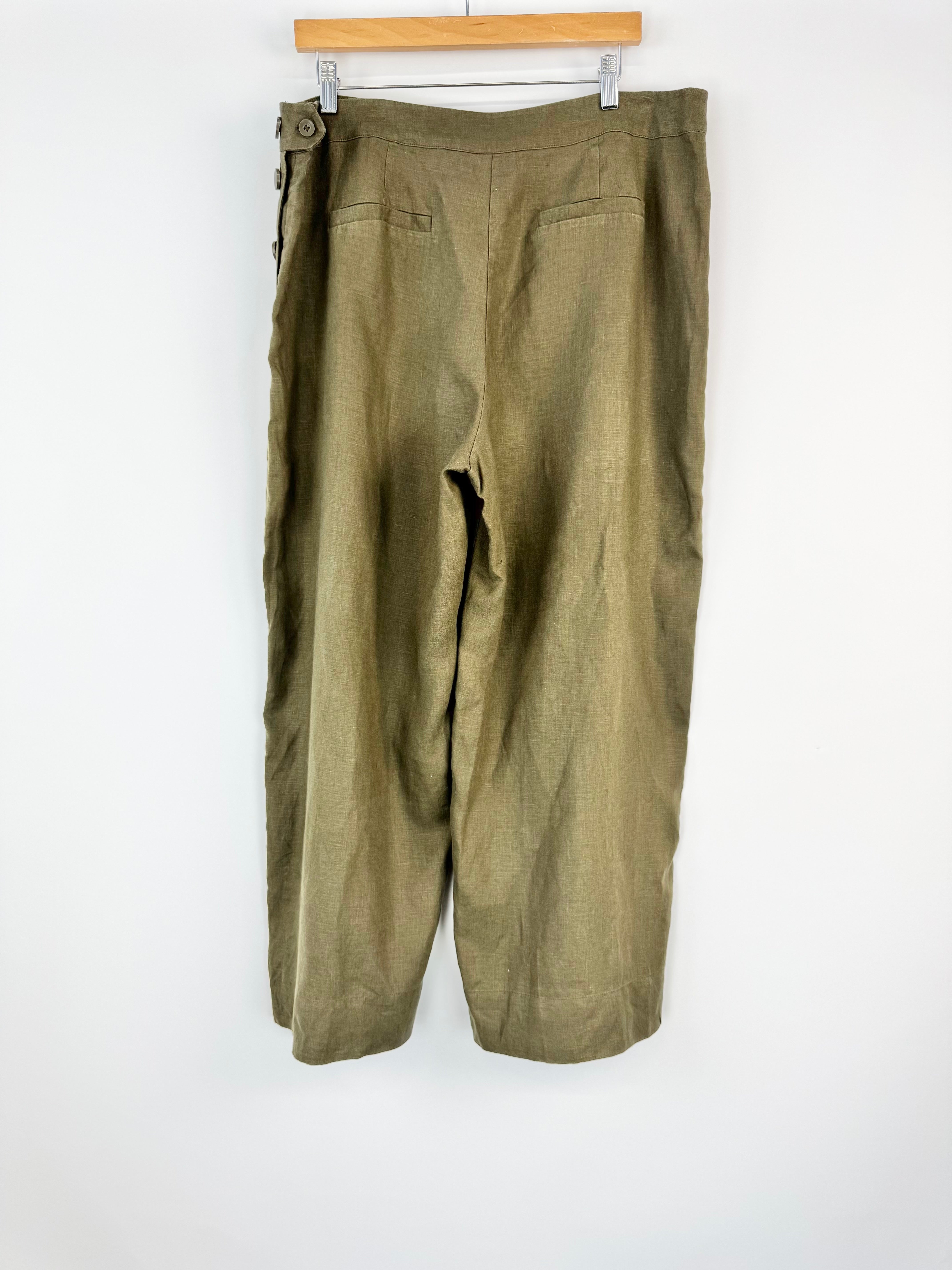 Elk Linen Olive Pants - AU18