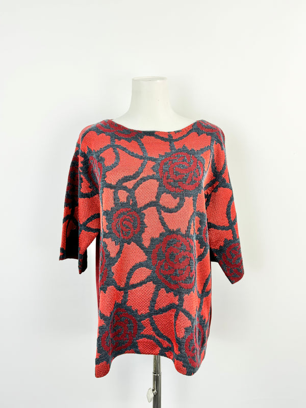 Dries van Noten Red Rose Knitwear Top - AU6/8