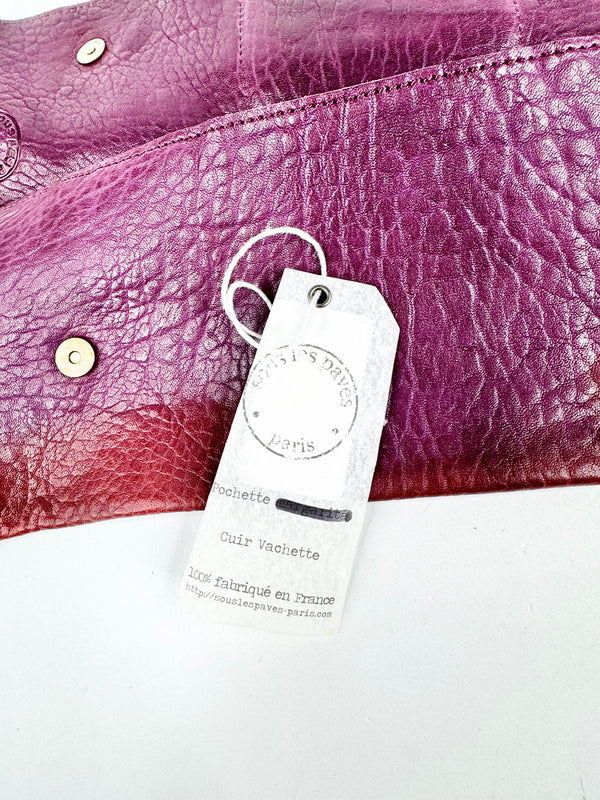 Filly Mare Purple & Plum Grained Leather Clutch - NWT