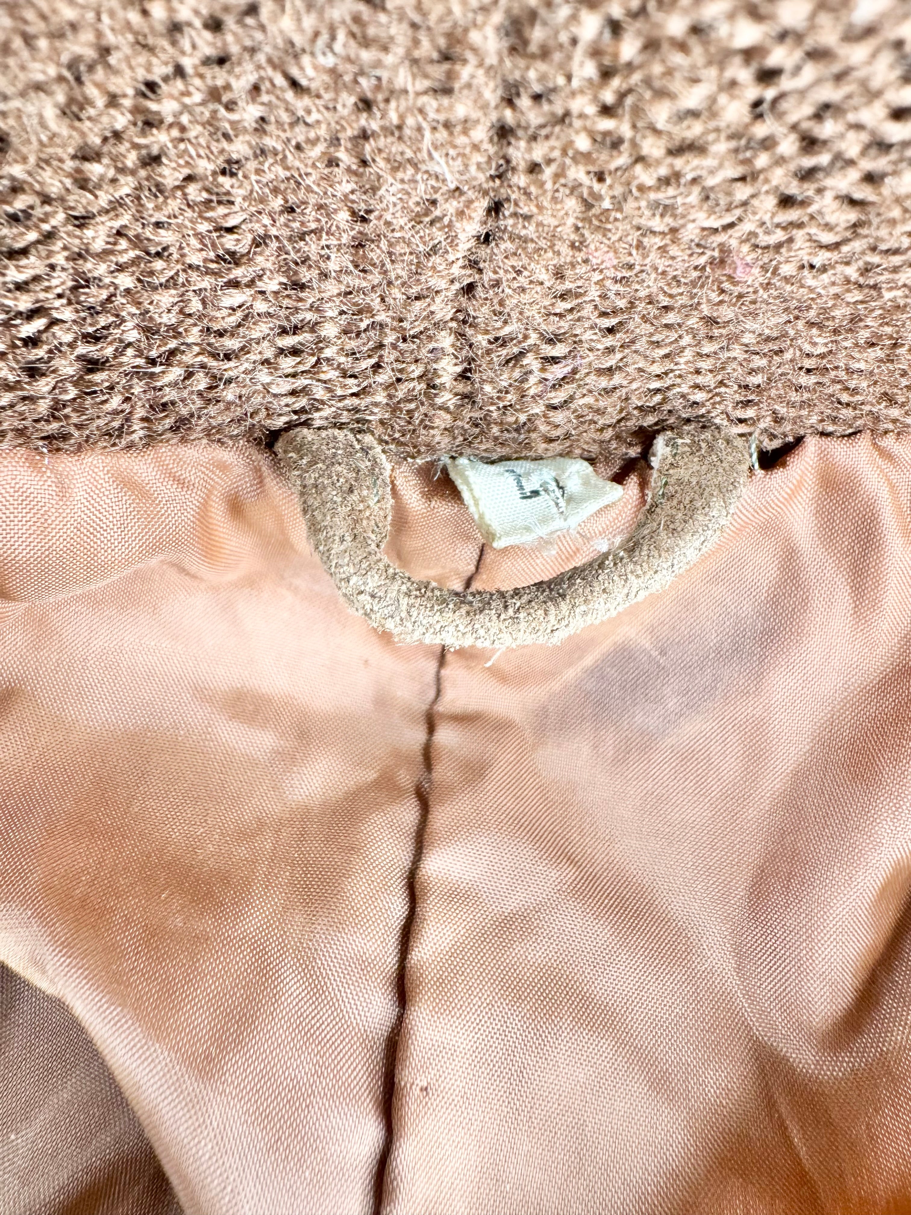 Vintage Suede & Knit Hooded Whipstitch Tan Coat - AU8/10