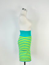 Moschino Couture! Yellow & Blue Striped Cotton Mini Skirt - AU8