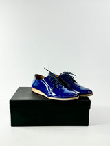 Elk Prussian Blue Patent Leather Lace Ups - EU36