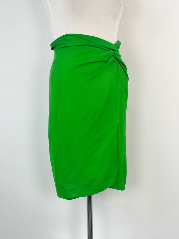 Cédric Charlier Emerald Green Knotted Midi Skirt - AU14