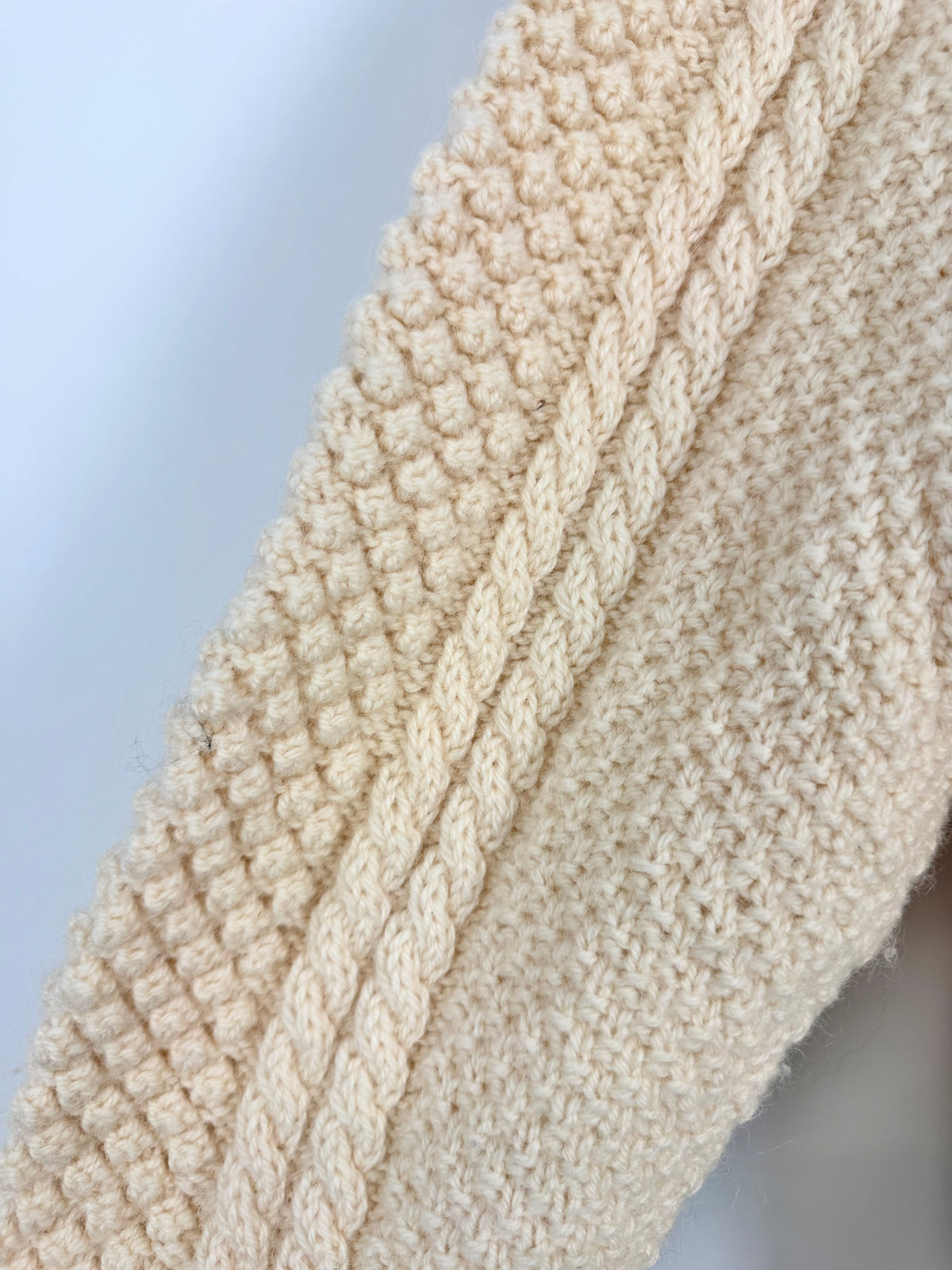 Vintage Cream Hand Knitted Cable Knit Sweater - AU14/16