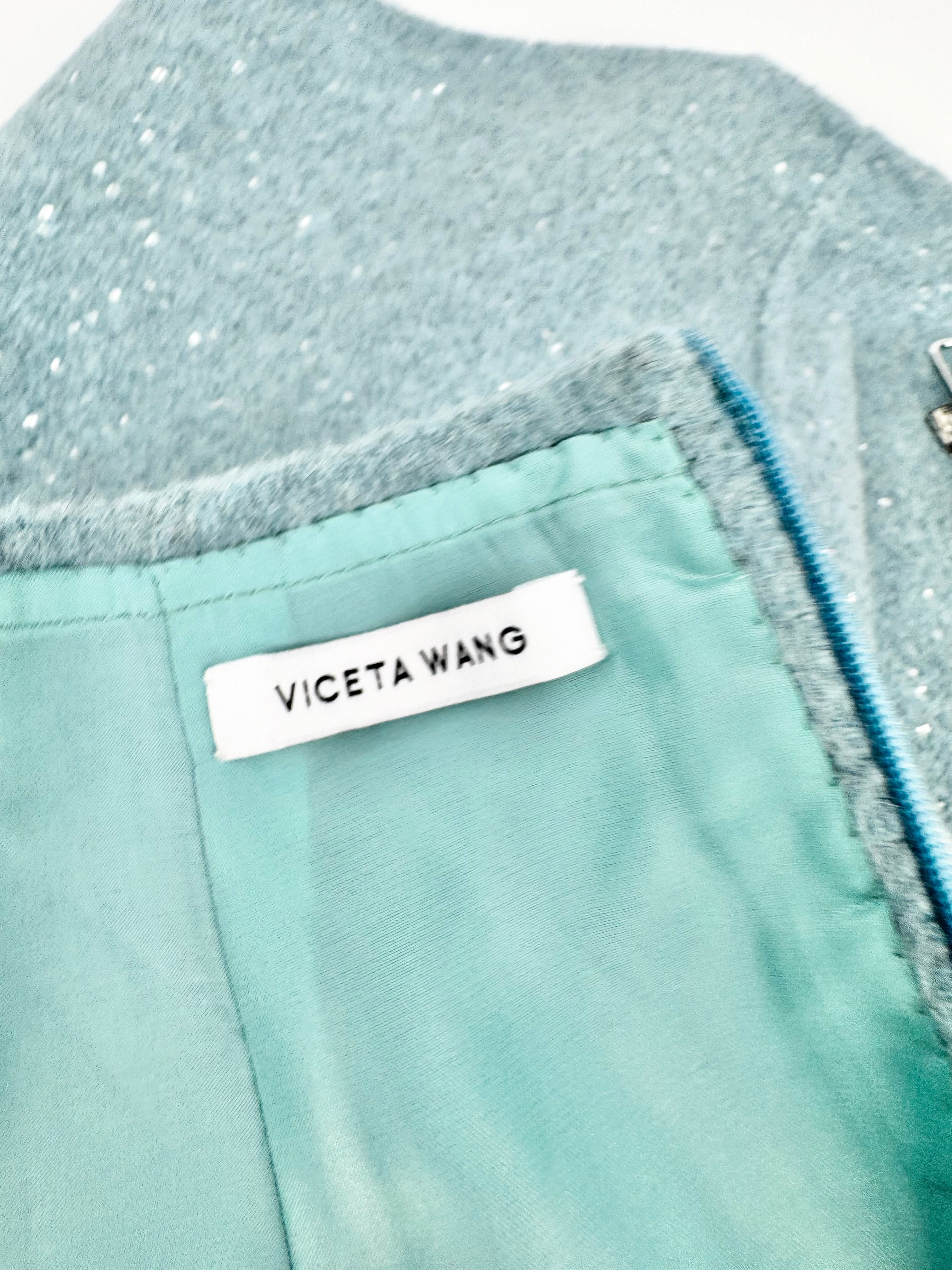 Viceta Wang Misty Blue & Sequin Wool Two Piece Suit - AU12