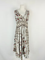 Johnny Was Ice Blue Floral Silk Slip Dress - AU10