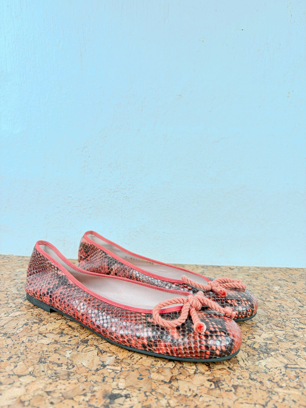 Pretty Ballerinas Pink Snakeprint Patterned Ballet Flats - EU39