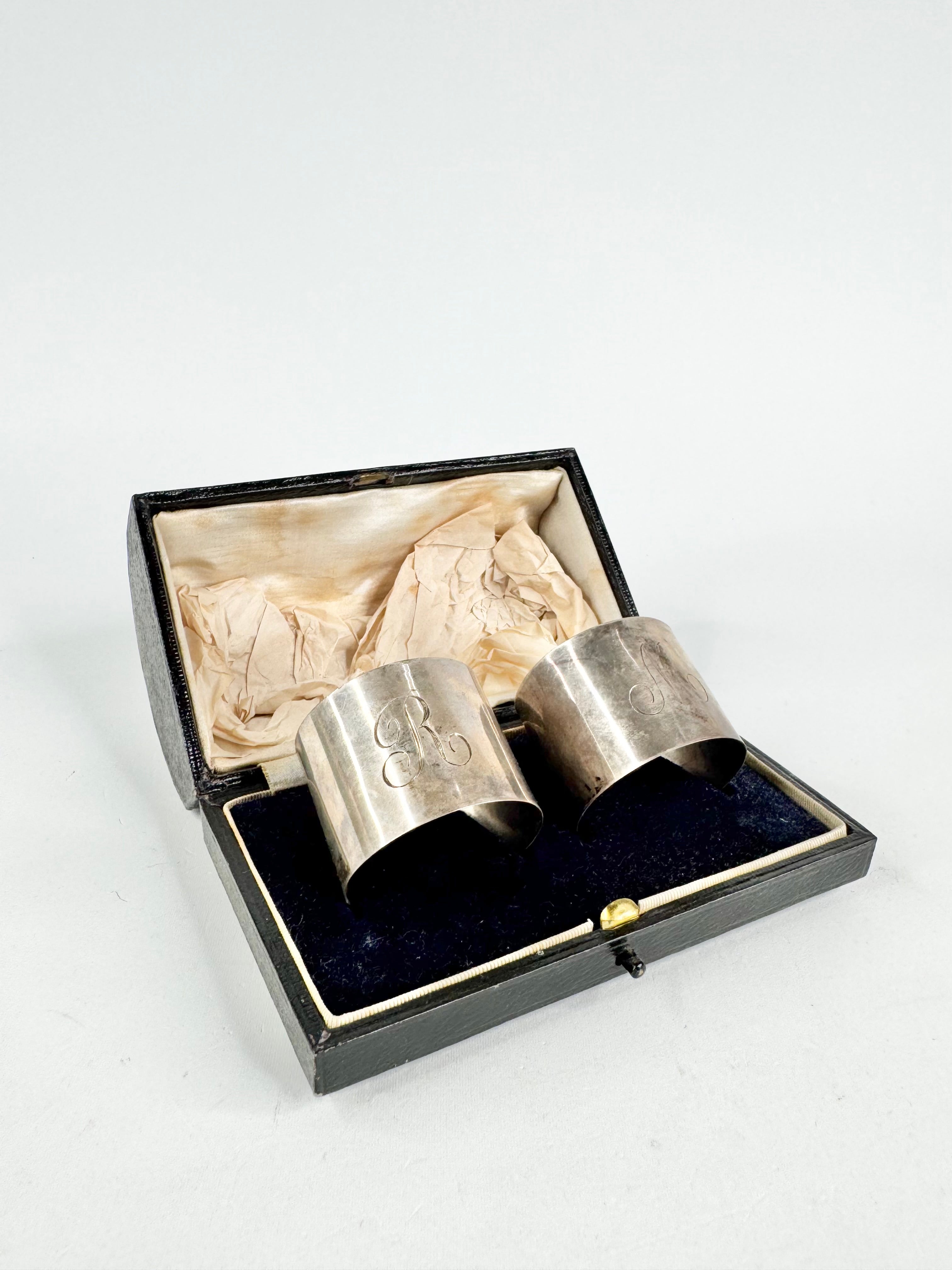 Vintage 1938 Sterling Silver Initialed Napkin Rings